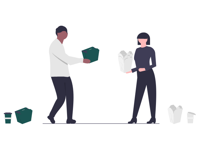 Illustration of someone handing over physical data