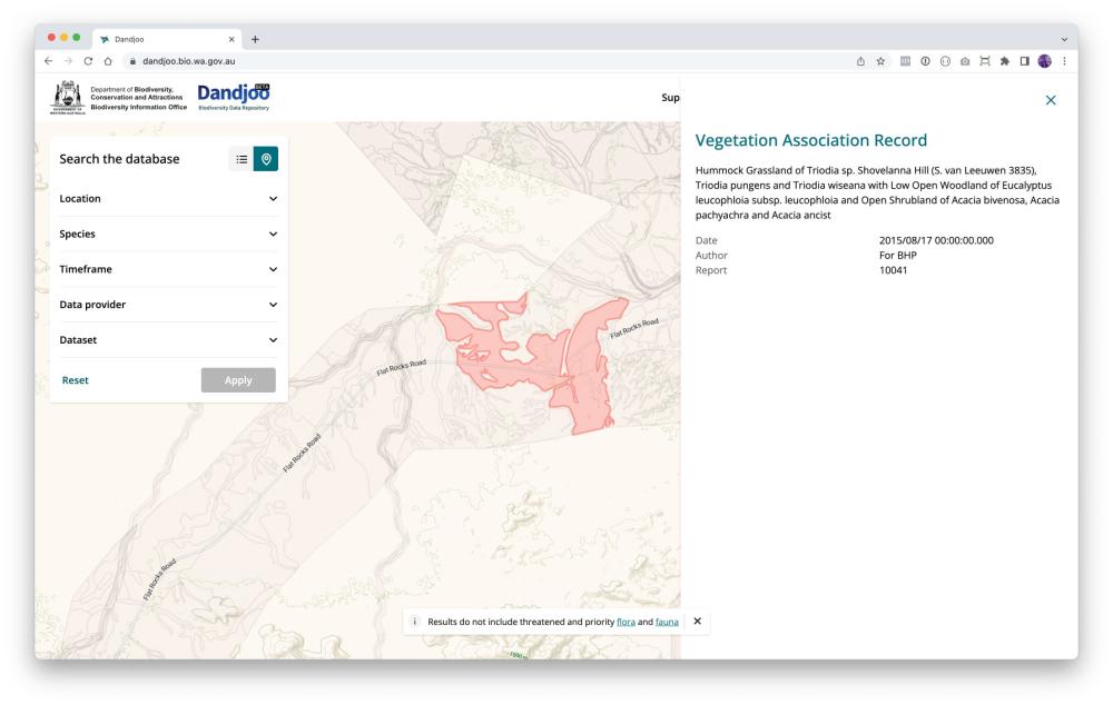 Dandjoo Map vegetation map layer