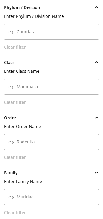 New Taxonomic rank searches