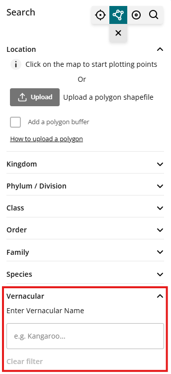 Vernacular name search
